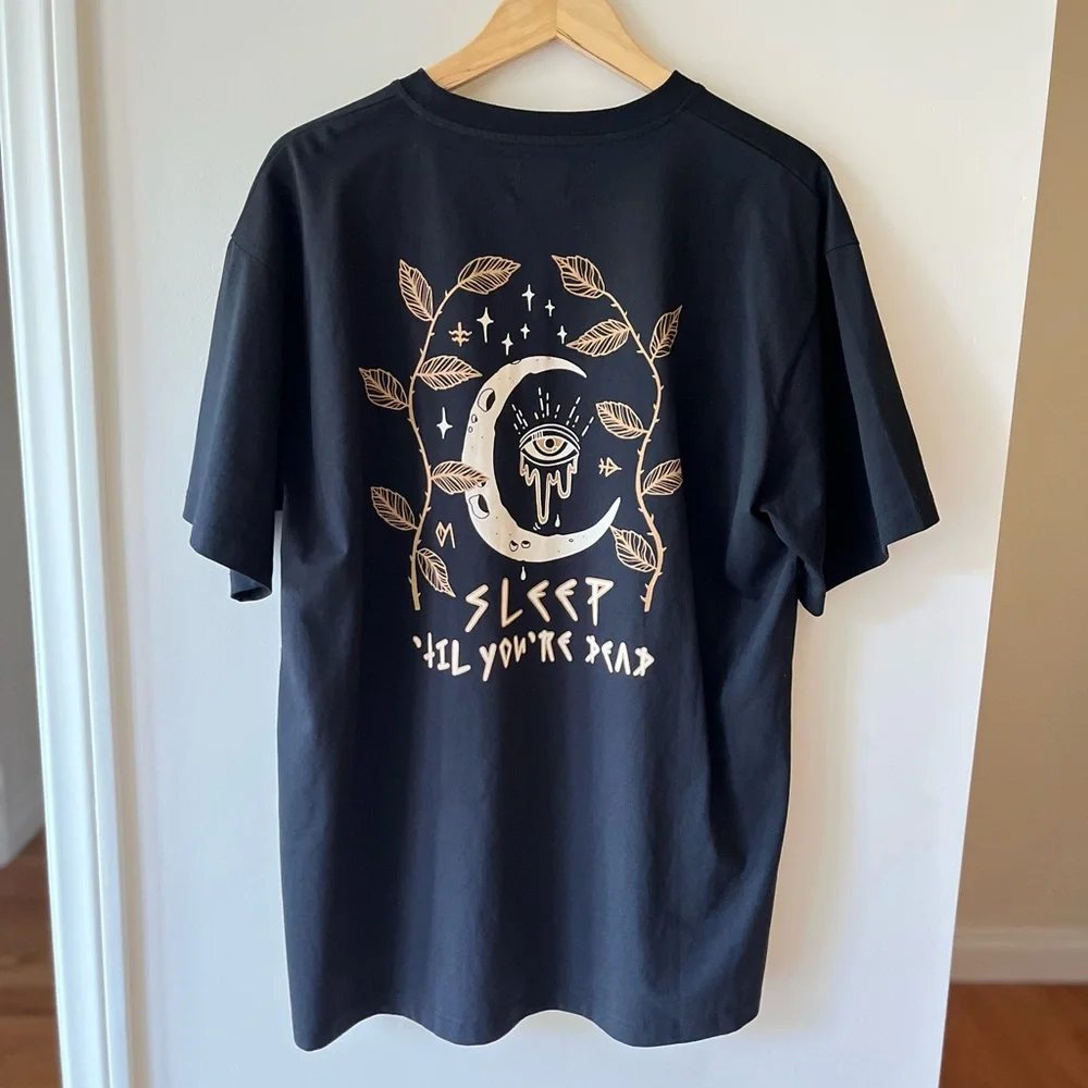 NWOT Octopied Mind Sleep ‘Til You’re Dead Black Tee T-Shirt Oversized Plus Size - Picture 3 of 9